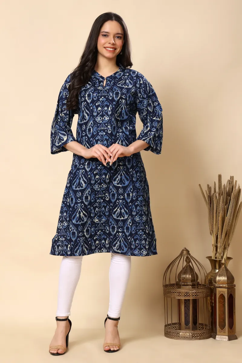 Blue Printed Long Kurti