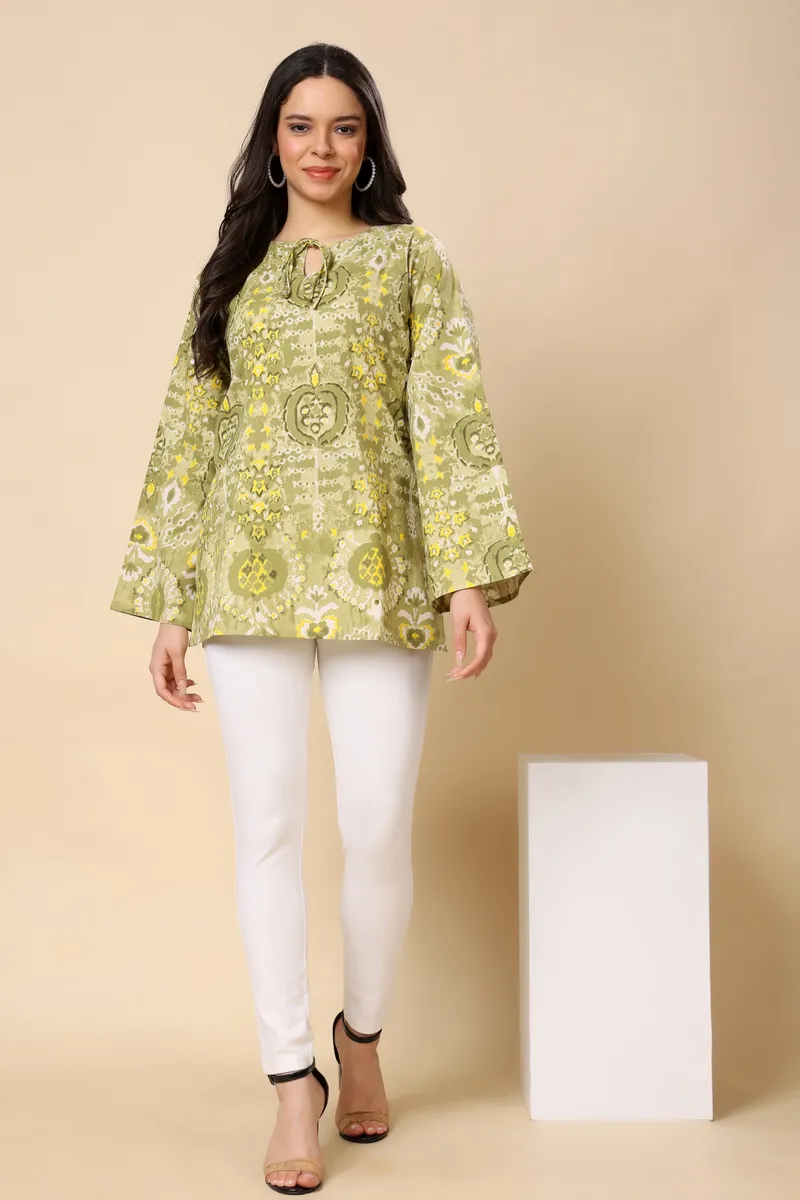 Green Printed Short Top